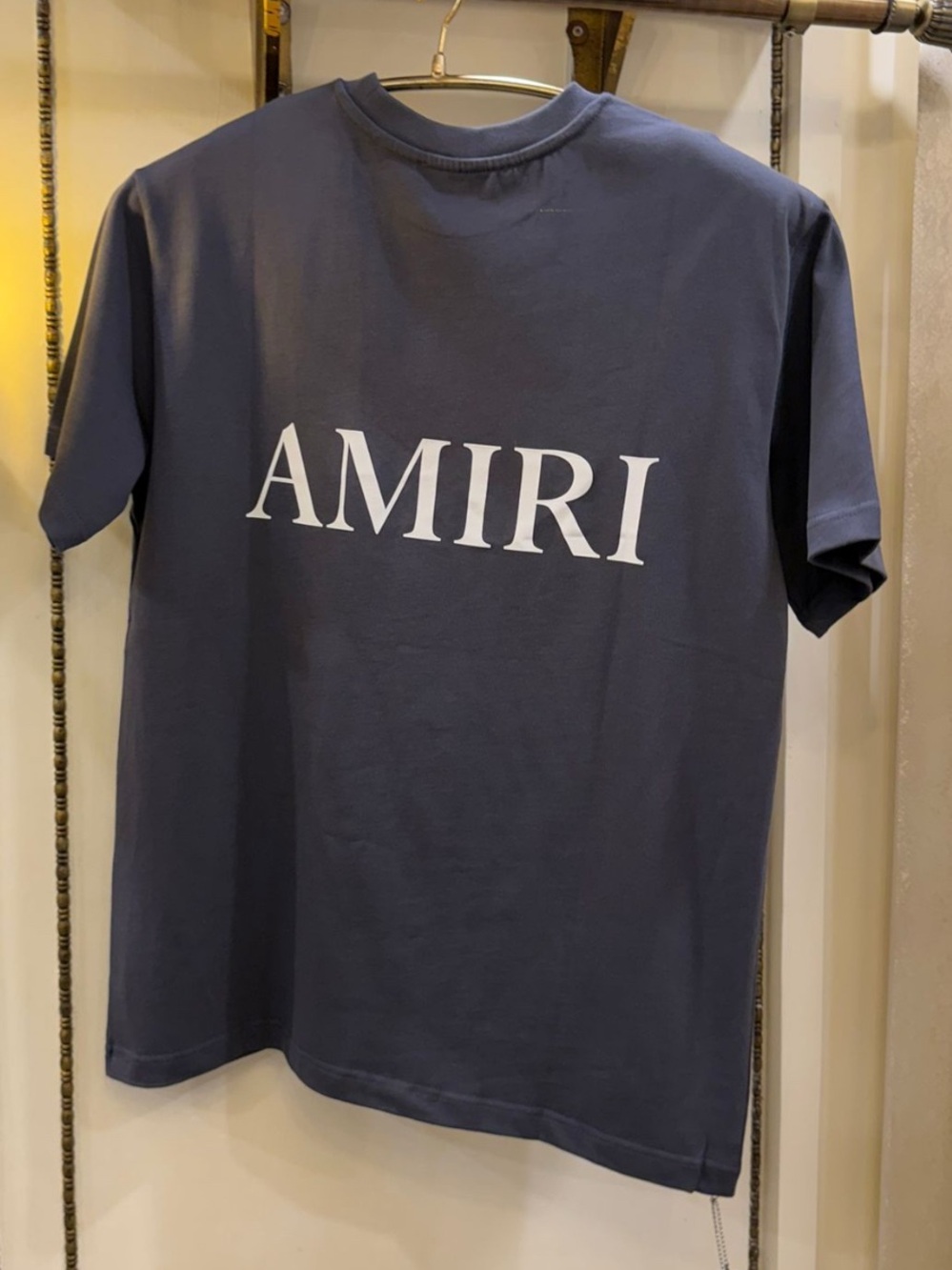 AMIRI Navy blue Short-Sleeve Logo Tee with White print